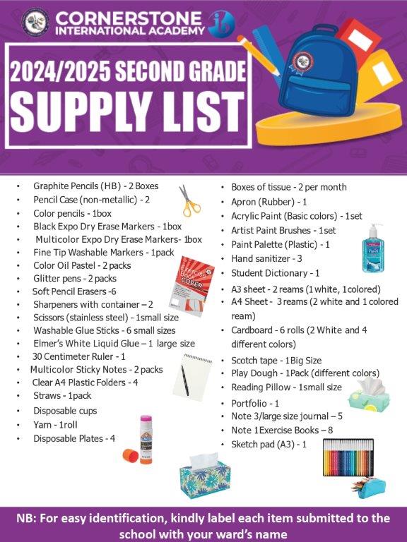 Second Grade supply list