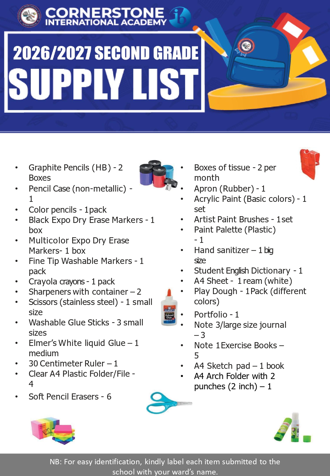 Second Grade supply list